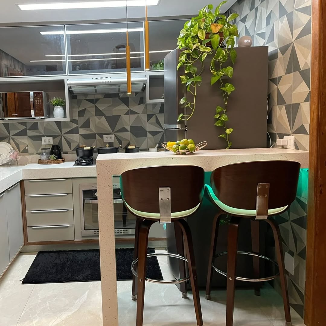 Cozinha no quartzo Branco Stellar